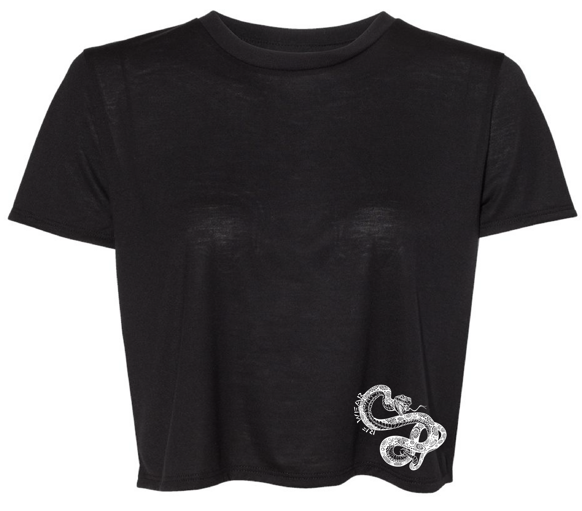 RF Wear Women's Cropped Flowy Snake T-Shirt - Black