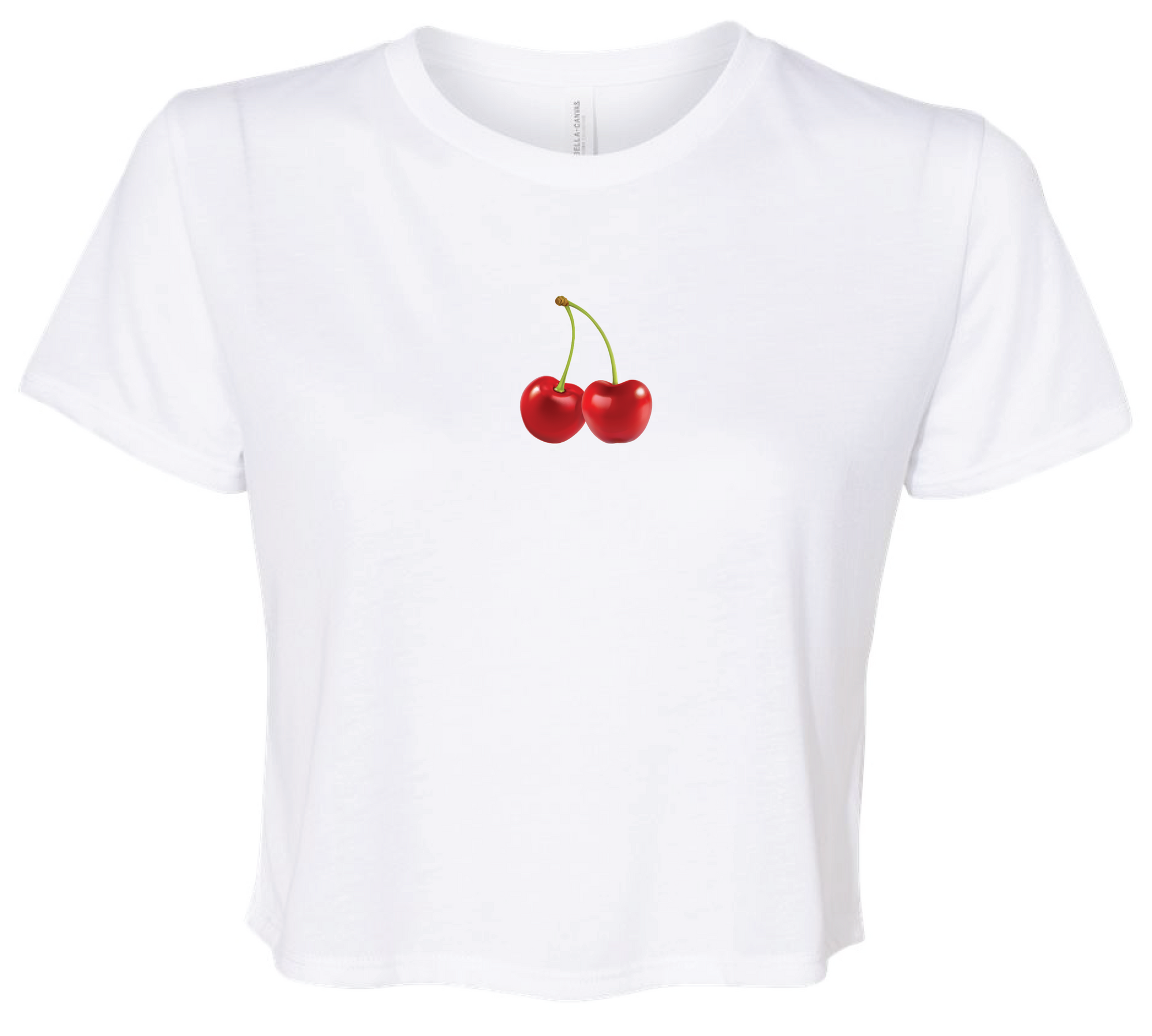 RF Wear Women's Cropped Flowy Cherry T-Shirt - White