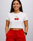 RF-Wear Women's Cropped Flowy Cherry T-Shirt