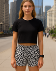 RF Wear Women's Flowy Crop T-Shirt - Black - Model Front View