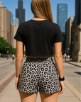 RF Wear Women's Flowy Crop T-Shirt - Black - Model Back View