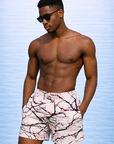 Man wearing RF-Wear Swim Trunks - Cherry Blossom (Lined) in Cream