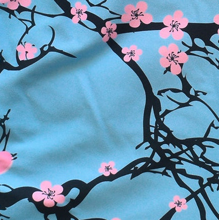 Close-up of RF-Wear Swim Trunks - Blossom (Lined) in Sky Blue 