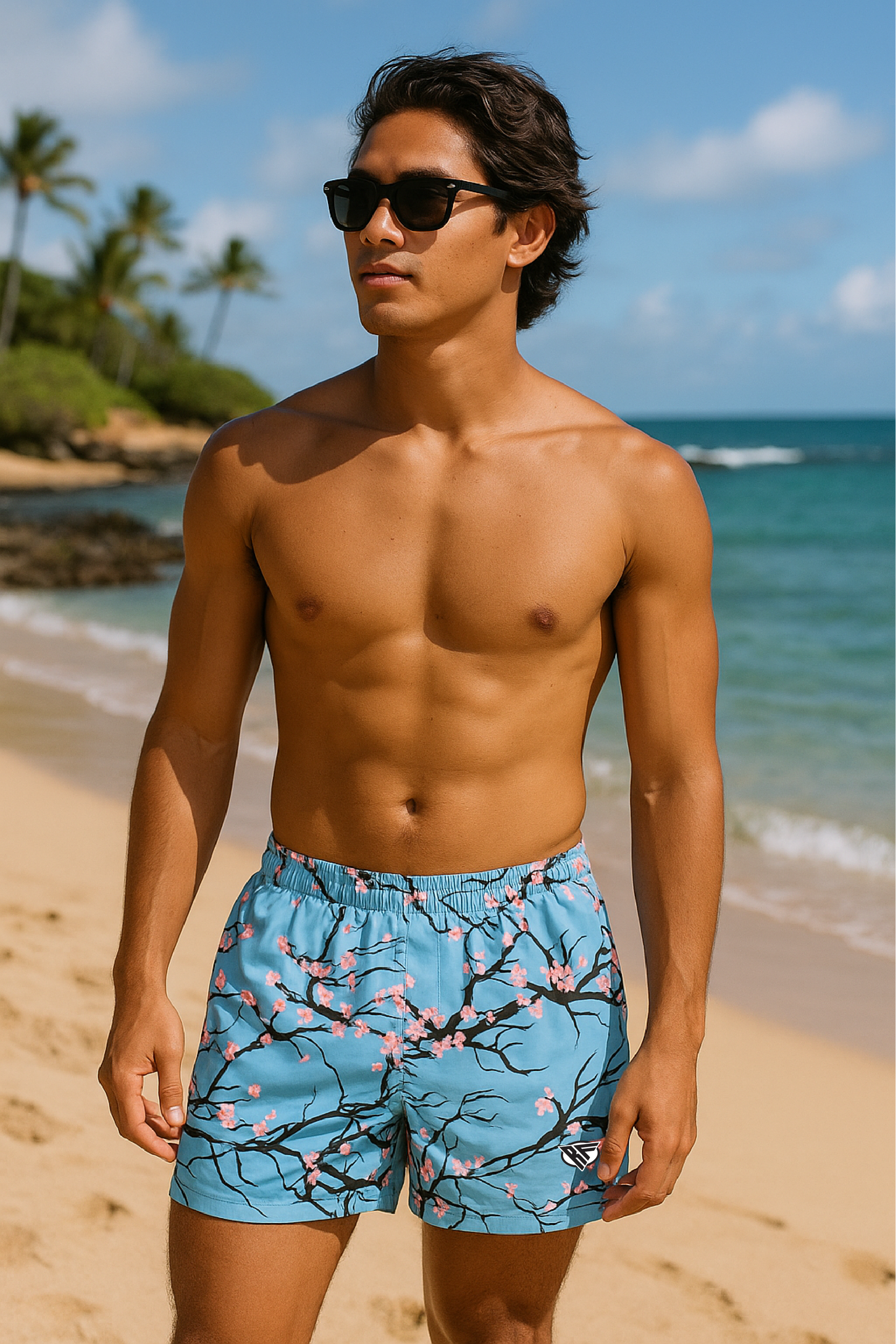 RF Wear Swim Trunks - Blossom (Lined) Sky Blue - Front