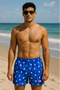 RF Wear Men's Swim Trunks - Blue/White Stars - Model Front View