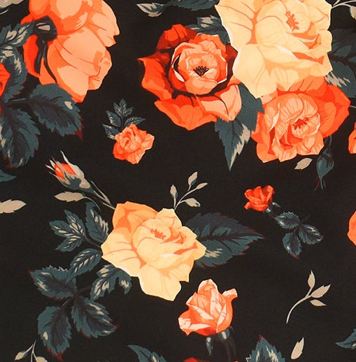 Close-up of RF-Wear Swim Trunks - Floral (Lined) in Black/Multicolored