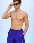 Man wearing RF-Wear Swim Trunks -Snakeskin (Lined) in Purple