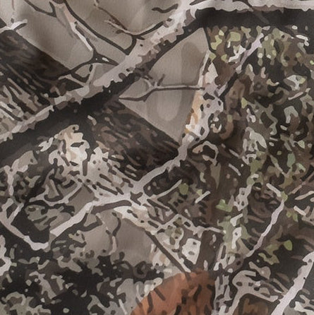 Close-up of RF-Wear Swim Trunks Tree Camo (Lined) in Tan