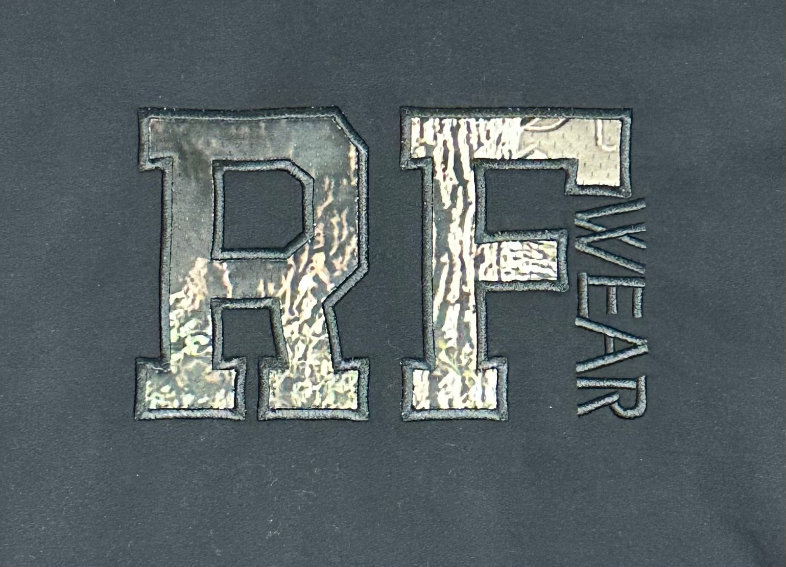 Close-up of RF-Wear Tree camo Hoodie in Grey Cream