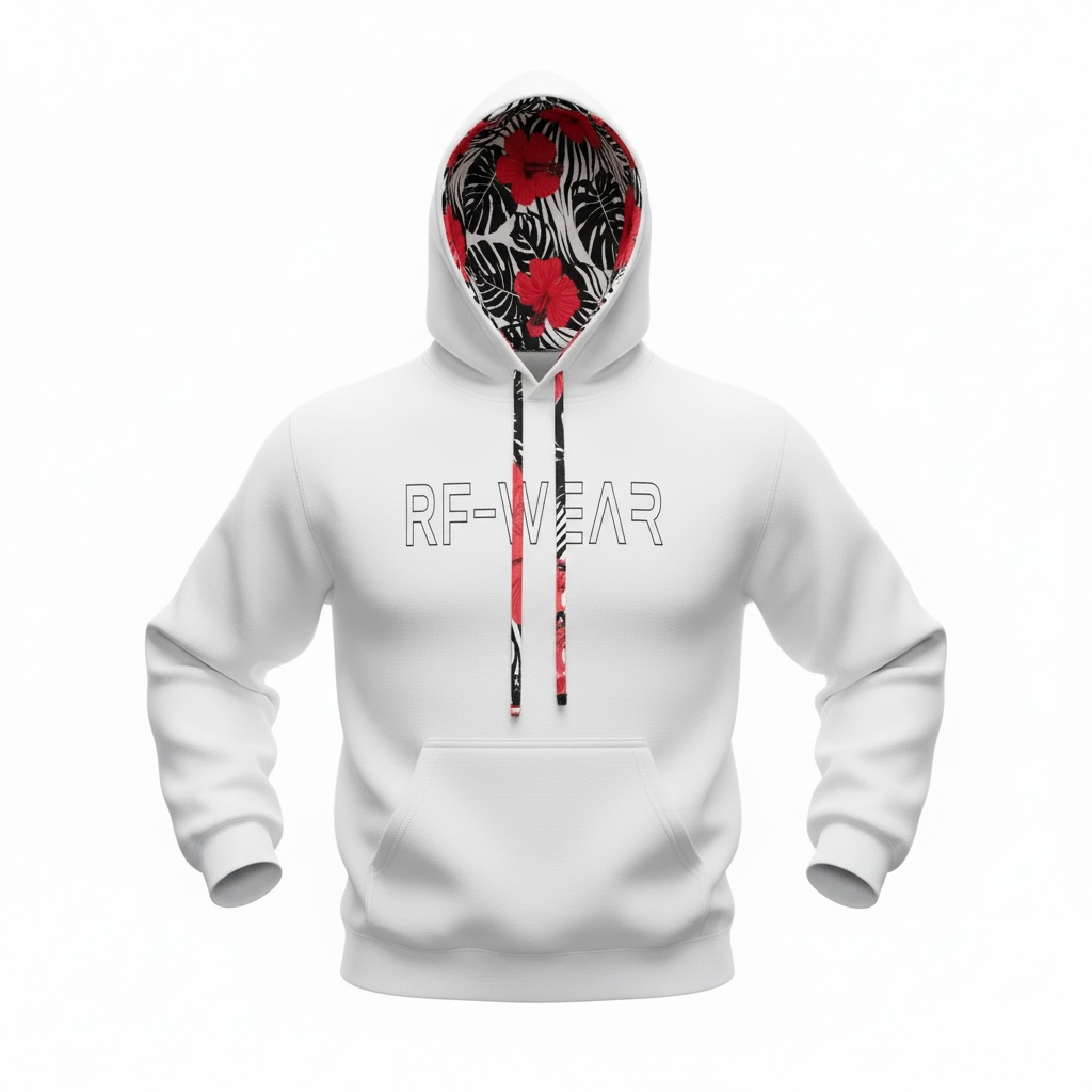 RF-Wear Hoodie Tropical Flower in White.