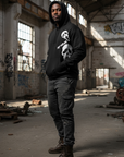 RF Wear Unisex Ghost Faces Hoodie - Black - Model Side View