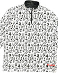 Unisex RF Quarter Zip Horror Faces Top  - White