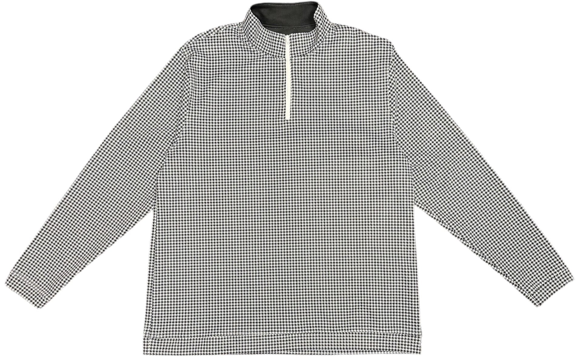 Unisex RF Quarter Zip Houndstooth Top  - Black/White