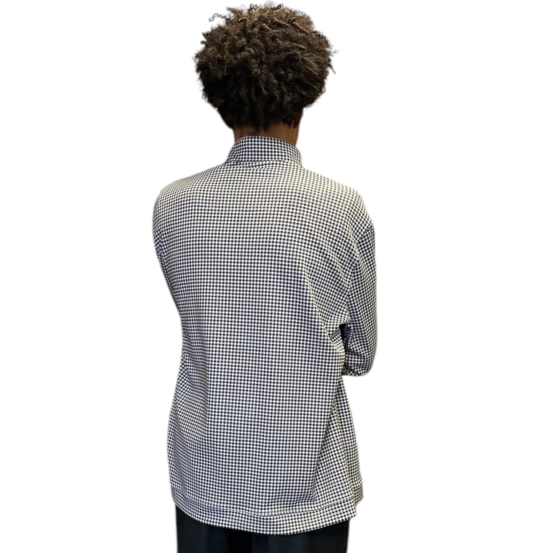 Unisex RF Quarter Zip Houndstooth Top  - Black/White