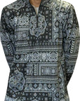 Unisex RF Quarter Zip Mismatch Bandana Top  - Black/White