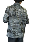 Unisex RF Quarter Zip Mismatch Bandana Top  - Black/White