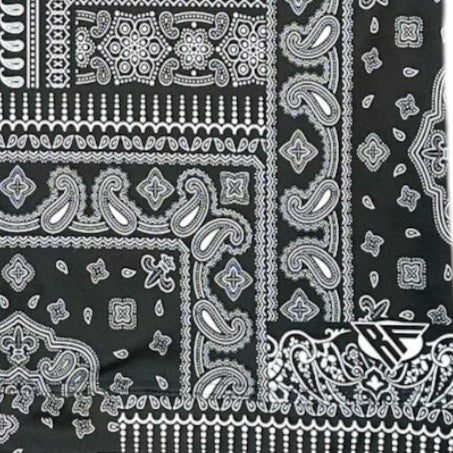 Unisex RF Quarter Zip Mismatch Bandana Top  - Black/White