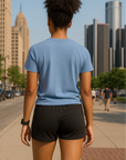 RF Wear Unisex Solid Color T-Shirt - Washed Denim - Female Model Back View