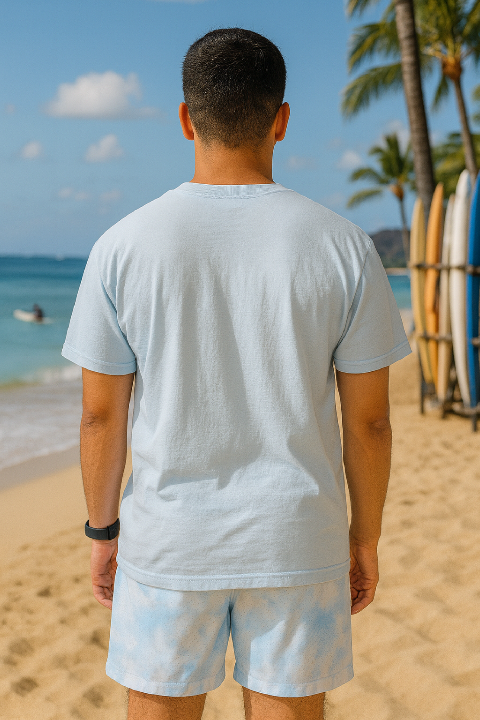 RF Wear Watercolor Shorts - White/Sky-Blue