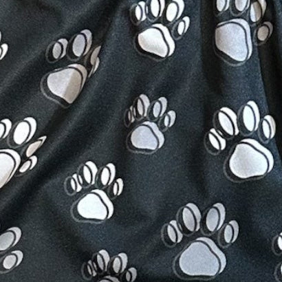RF Wear Women's Animal Print Shorts - Paw Prints - Black/Grey