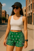 RF Wear Women's Bandana Shorts - Green/White - Model Front View