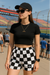 RF Wear Women's Checkered Shorts - Black/White - Model Front View