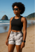 RF Wear Women's Cloud Shorts - Grey - Model Front View