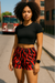 RF Wear Women's Flame Shorts - Black/Red - Model Front View