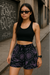 RF Wear Women's Floral Shorts - Black/Lavender - Model Front View