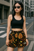 RF Wear Women's Floral 2.0 Shorts - Black/Yellow/Orange - Model Front View
