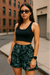 RF Wear Women's Floral Shorts - Black/Teal - Model Front View