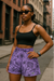 RF Wear Women's Floral Shorts - Lavender/Black - Model Front View