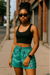 RF Wear Women's Floral Shorts - Teal /Black - Model Front View