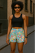 RF Wear Women's Floral Shorts - Teal/Multicolor - Model Front Side