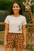 RF Wear Women's Animal Print Shorts - Giraffe - Brown/Yellow - Model Front View