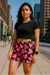 RF Wear Women's Heart Shorts - Black/Pink - Model Front View