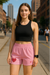 RF Wear Women's Heart Shorts - Pink/Red - Model Front View