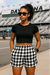 RF Wear Womrn's Houndstooth Shorts - Black/White - Model Front View