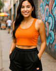 RF Women's Jack-O-Lantern Shorts - Black/Orange - Model Front View