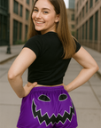 RF Wear Women's Jack-O-Lantern Shorts - Purple/Black -Model Back View