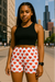 RF Wear Women's Mini Heart Shorts - White/Red - Model Front View