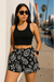RF Wear Women's Paisley Pocket Shorts - Black/White - Model Front View
