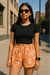RF Wear Women's Paisley Shorts - Apricot/Cream - Model Front View