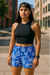 RF Wear Women's Paisley Shorts - Blue/White - Model Front View
