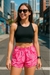 RF Wear Women's Paisley Shorts - Fuchsia - Model Front Side