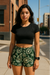 RF Wear Women's Paisley Shorts - Pine/Cream - Model Front View