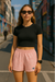 RF Wear Women's Paisley Shorts - Pink/Cream - Model Front View