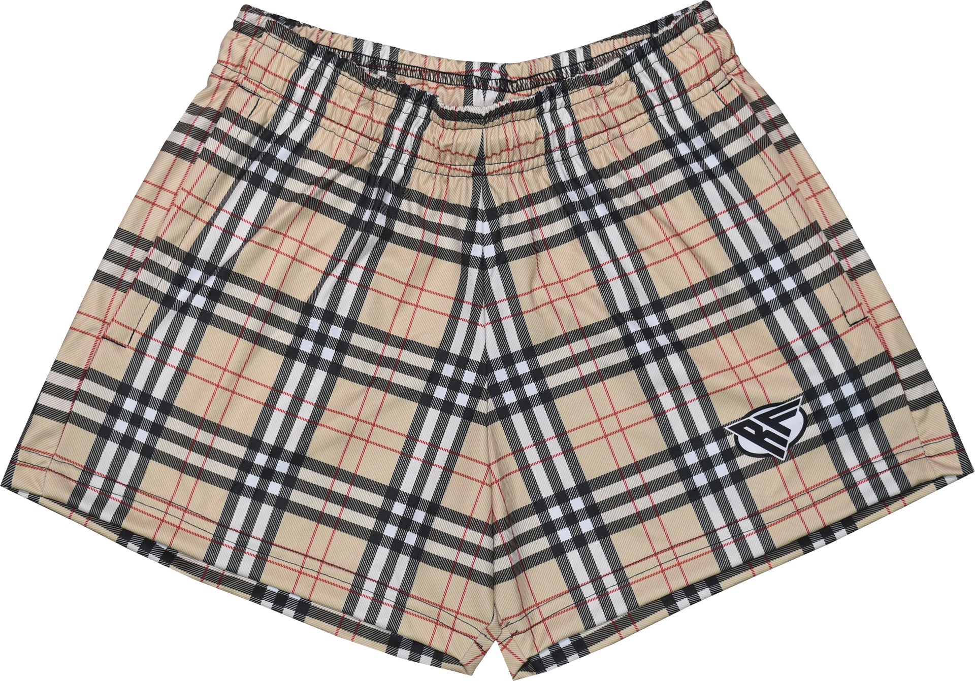 RF Women's Tartan Plaid Pocket Shorts Tan/Black