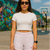 RF Wear Women's Tartan Plaid Shorts - Pink/White - Model Front View