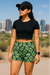 RF Wear Women's Snakeskin Shorts - Green - Model Front View